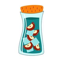 Jar with summer drink. Apple slices with ice cubes in jar. Fresh summer drink vector