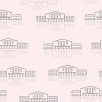Seamless pattern with black linear buildings on light pink background. Buildings with reflection or shadows. vector