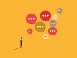 Small businessman stands with a headache from a lot of criticism vector