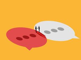Two businessmen hold hands on a speech bubble vector