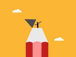 a man is standing on top of a pencil with a triangle vector