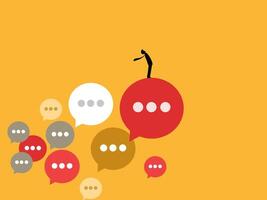 a man standing on a cloud of speech bubbles vector
