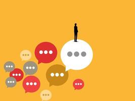 Idea businessman ignores criticism in the speech bubble vector