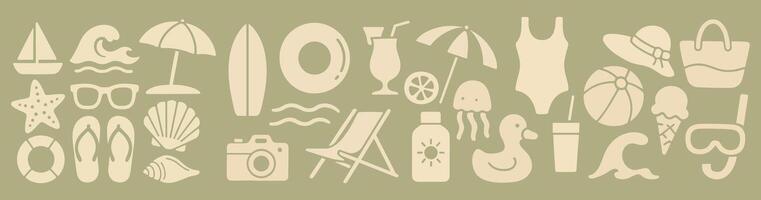 A delightful collection of summer vacation icons showcasing carefree days and endless possibilities for a perfect getaway vector