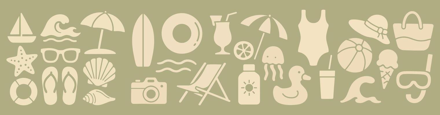 A delightful collection of summer vacation icons showcasing carefree days and endless possibilities for a perfect getaway