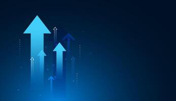 The dynamic background with glowing blue arrows illustrates positive digital market trends and continuous upward movement. growth concept illustration vector