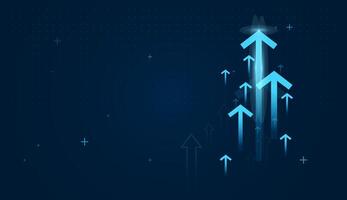 The blue upward arrows with ascending values effectively communicates progressive improvement, ideal Arrows for financial reports or performance dashboard vector