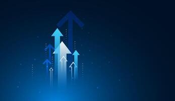 A cluster of upward-pointing arrows in gradient blue shades symbolizes accelerating growth, success, and forward momentum. technological growth concept illustration vector
