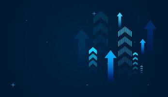 Multiple arrows pointing upward indicate rising metrics, productivity, or market value perfect for success-driven presentations. a glowing digital Arrows used in trading abstract background vector
