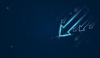 The upward arrows on the dark grid background emphasizes the neon blue arrows, creating a futuristic and high-tech visual aesthetic. illustration vector