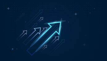 Set of gowing up arrow trend with Multiple smaller arrows rise together, portraying unity, teamwork, and consistent growth in performance or data metrics vector