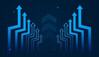 The modern arrows rising on reflecting unity, collective progress, and upward momentum in business or technology. arrows growing up trend arrows on blue background vector