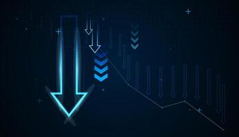 Down fall chart against the background. groups of blue arrows falling concept design showcases multiple arrows rising, symbolizing low prices concept vectors
