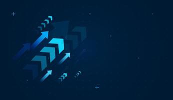 Glowing up arrows blue in digital trade elements, Arrows and layered arrows of business charts with smart analytics. symbolizing business or personal growth and arrow concept vector