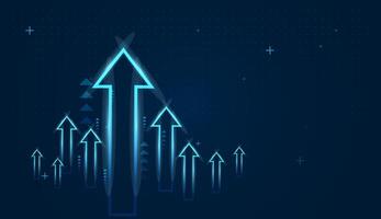 Blue upward arrow alongside increasing numerical values, visually representing positive growth, progress, or success in metrics like sales, revenue, or performance vector