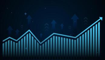 A glowing blue line chart rises steadily, symbolizing financial growth and upward market trends on a futuristic grid background. , illustration vector