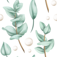 Seamless pattern of vintage pastel twigs eucalyptus. Romantic and beautiful digital illustration, repeating background. For natural decoration, design of invitations, date saving, greeting card png
