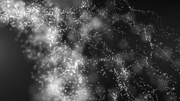 Abstract cinematic particle waves on black background. 4k loop video