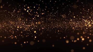 Luxurious modern background with rising bright golden particles and beautiful bokeh. Animation footage with light leakage effect. 4K looped animation video