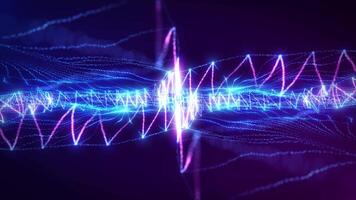 Abstract digital dynamic waves of glowing particles with light movement background, data flow, cyber technology. video