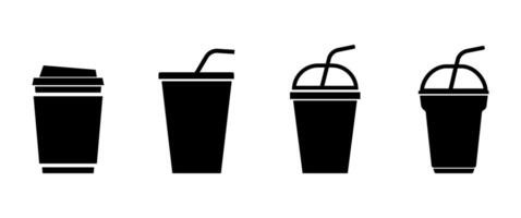 Milk tea and Coffee icon set, Isolated Bubble tea and Milk shake illustration clip art, Drink menu graphic elements in minimal style, Smoothie glass. vector
