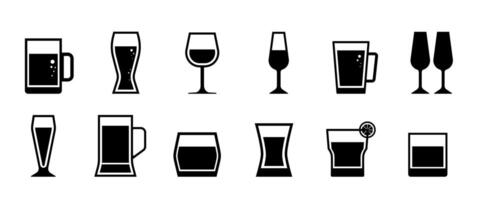 Cocktail and Beer symbol, Isolated drink and Beverage illustration clip art in Minimal style for Retaurant, Bar and Bistro Menu, Graphic elements. vector