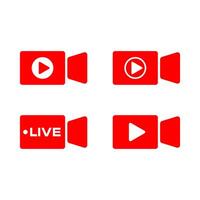Isolated Red Live Streaming symbol design, Media, Online and Brodcast illustration elements on White Background vector