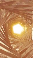 Shiny golden tunnel with spiral structure converging to a bright center, evoking a futuristic and luxurious atmosphere video