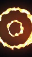 Glowing fiery rings resembling molten lava loops over a dark background, evoking a sense of heat, energy, and abstract intensity video