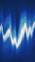 Abstract blue audio waveform pattern composed of pixelated vertical light bars on a digital background video