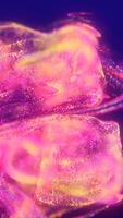 Abstract colorful particles swirling in deep purple space, forming glowing flowing trails and soft jelly-like structures video