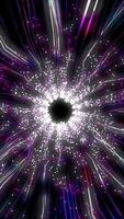 Abstract black hole vortex with glowing pink and white data streams and particles, creating a futuristic and high-tech visual effect video
