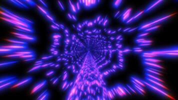 Abstract tunnel of glowing violet and blue light beams converging into a vanishing point video
