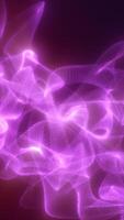 Flowing digital purple particles form a dynamic, mist-like mesh structure over a dark abstract background, evoking futuristic energy fields video