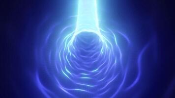 Bright cyan-blue digital tunnel with flowing light lines creating a futuristic energy stream video