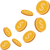 Golden Coins Falling Animation with Dollar Sign png