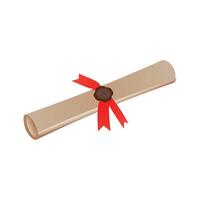Diploma Scroll with Red Ribbon and Seal Representing Education Achievement vector