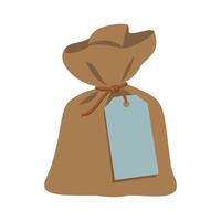 Brown Sack with Attached Label illustration vector