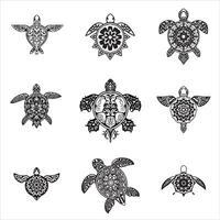 Turtle tattoos set of six different designs vector