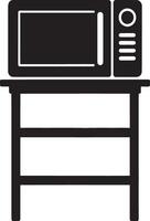 Microwave oven on a two tiered stand simple black icon vector