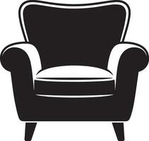 Black and white silhouette of a classic armchair with rounded edges and simple legs vector