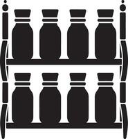 Two tiered spice rack with eight jars vector