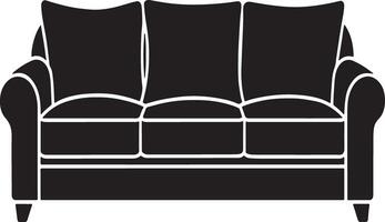 Simple black silhouette of a three seater sofa vector