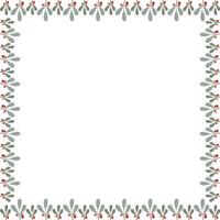 Plant branches with berries frame. Christmas plants empty frame box. Holy tree leaves and berry vector
