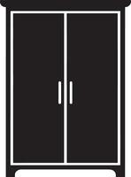 Simple black silhouette of a double door armoire cabinet vector