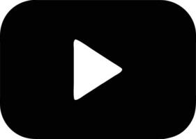 Black rounded rectangle play button icon vector