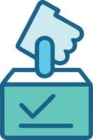 Hand inserting ballot into voting box vector