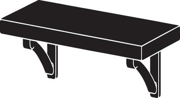 Simple black silhouette of a wooden wall shelf with brackets vector