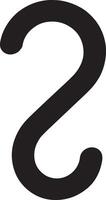 Bold black s shaped hook graphic design element vector