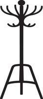 Black silhouette of a freestanding coat rack with multiple hooks vector